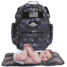 Load image into Gallery viewer, Sager Creek Diaper Bag Backpack Grey Camo
